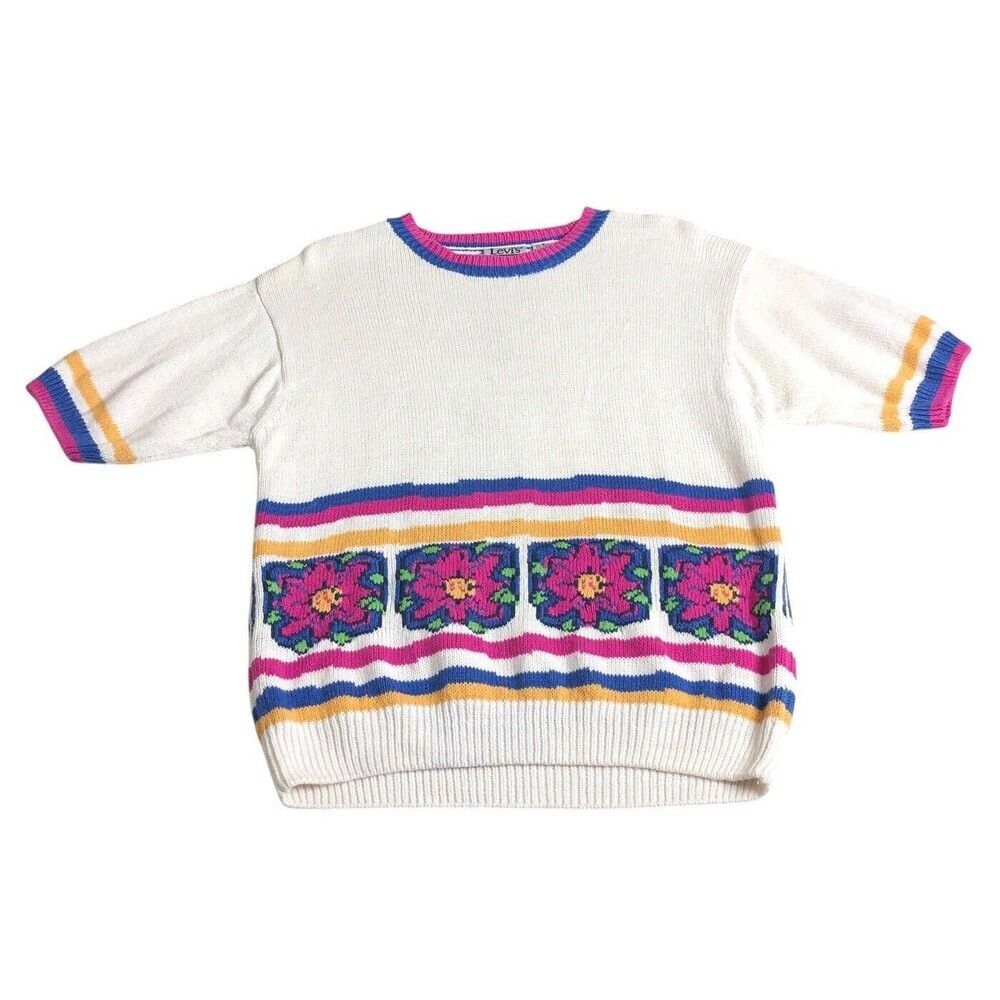 Vintage Levi’s Travelers Floral Knit Sweater Womens S Oversized Cottagecore Folk
